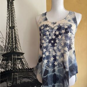 Gaze White and Blue Sleeveless Tank Top